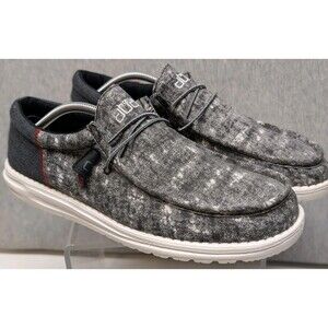 Hey Dude Mens Size 12 Wally Funk Burnout Slip On Sneakers Black Acid Wash